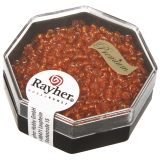 Premium-rocailles, 2,2 mm ø garniture d'argent<br />orange capri, boîte 8 g