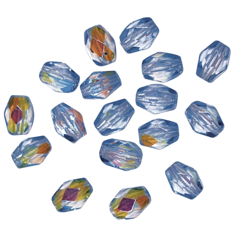 Perles transparentes en verre depolis Olive 6x4 mm, irisees<br />cristal de roche