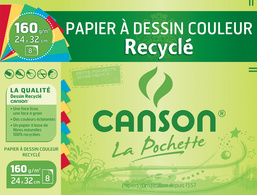 CANSON Papier à dessin recyclé, blanc, 240 x 320mm, 160 g/m2<br />pack
