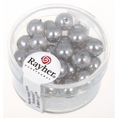 Perles en verre Renaissance 8 mm 8 mm. boîte 25 pces. mi-tra gris argente