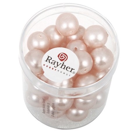 Perles en verre Renaissance. Opales 10 mm. boîte 35 pces rose