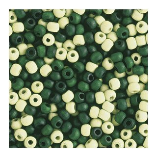 Perles en bois, mates, 6 mm Teintes vertes