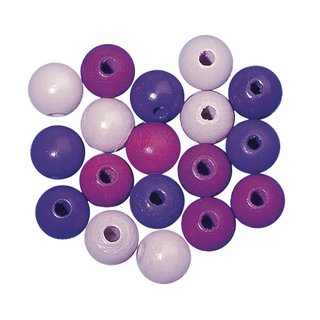 Perles en bois, polies, 14 mm ø teinte lila