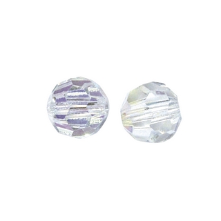 Perles rondes en verre facettees, 6 mm ø cristal de roche