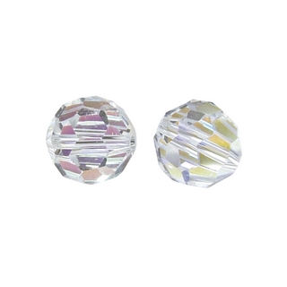 Perles rondes en verre facettees, 8 mm ø cristal de roche