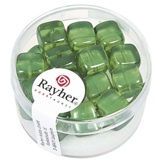 Perles en verre-Cube 8x9 mm vert mai